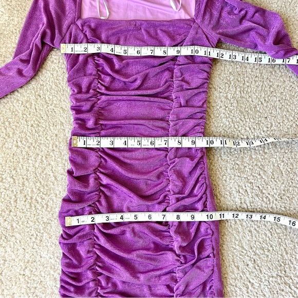 PRINCESS POLLY Everleigh Purple Long Sleeve Ruched Mini Dress—SZ. 2 - Picture 12 of 15